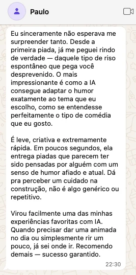 Print da mensagem de Paulo Henrique